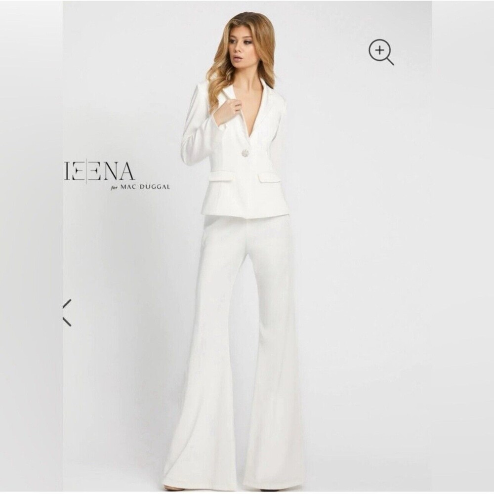 Mac Duggal 26455 Two Piece FormalPant Suit WHITE, Sz 6